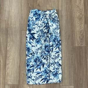 H&M linen Blue and White Floral skirt